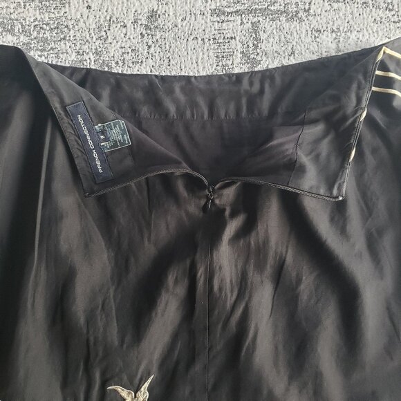 French Connection Black Skirt Embroidered Silk Blend Butterfly Flower Design - Picture 9 of 11